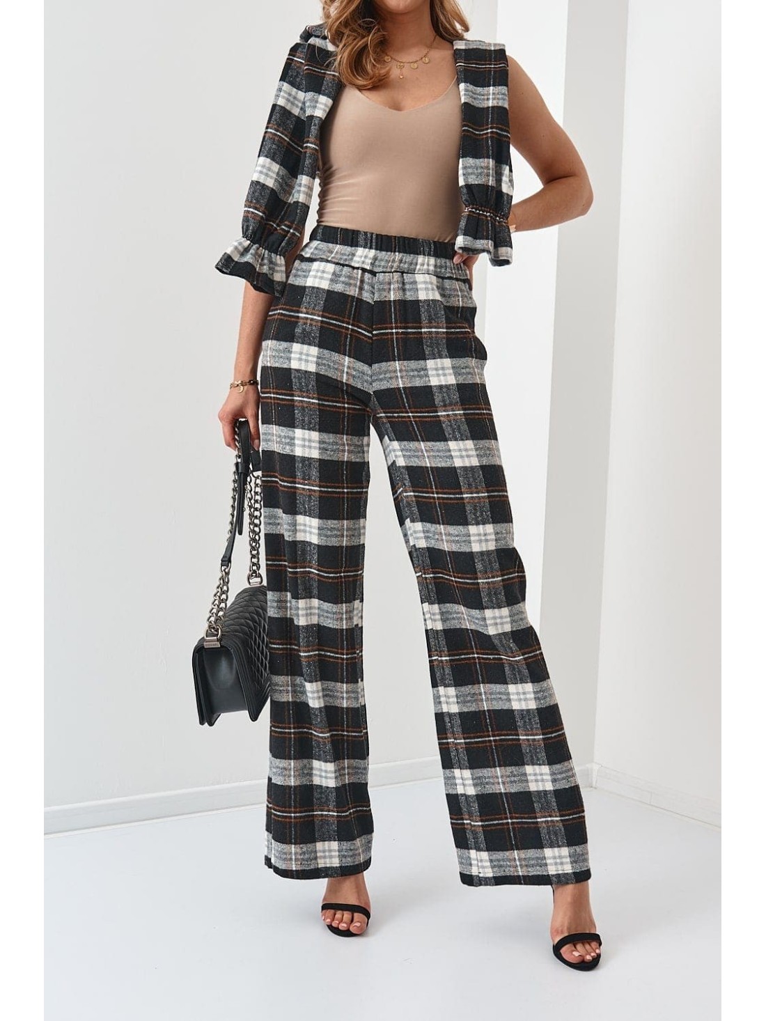 Set dama flanel in carouri, negru 5026 - Magazin online - Boutique